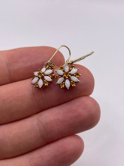 9ct gold opal and citrine earrings