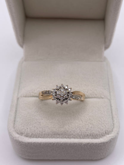 9ct gold diamond cluster ring