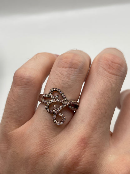9ct white gold pink diamond cluster ring