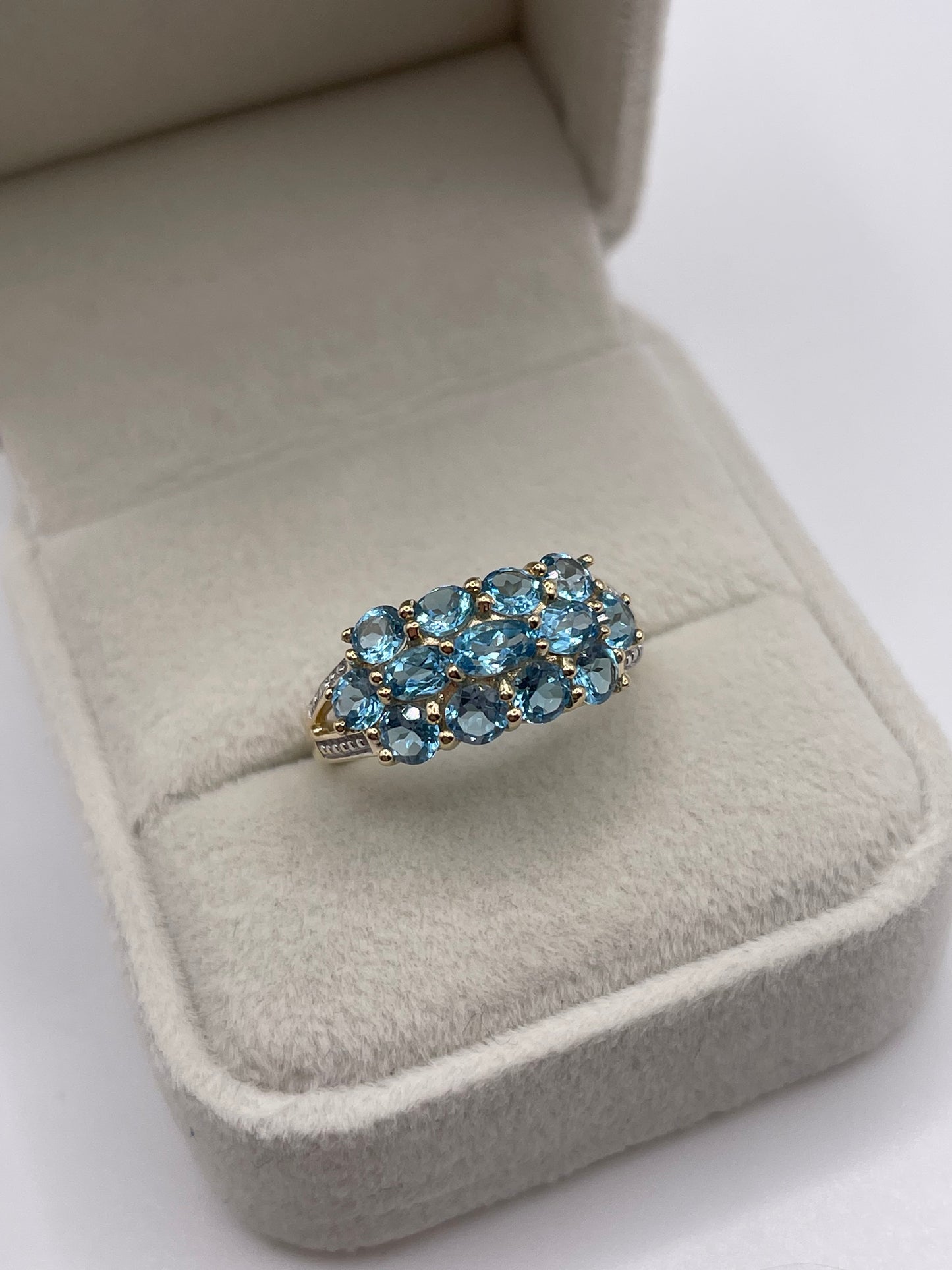 9ct gold blue topaz and diamond ring