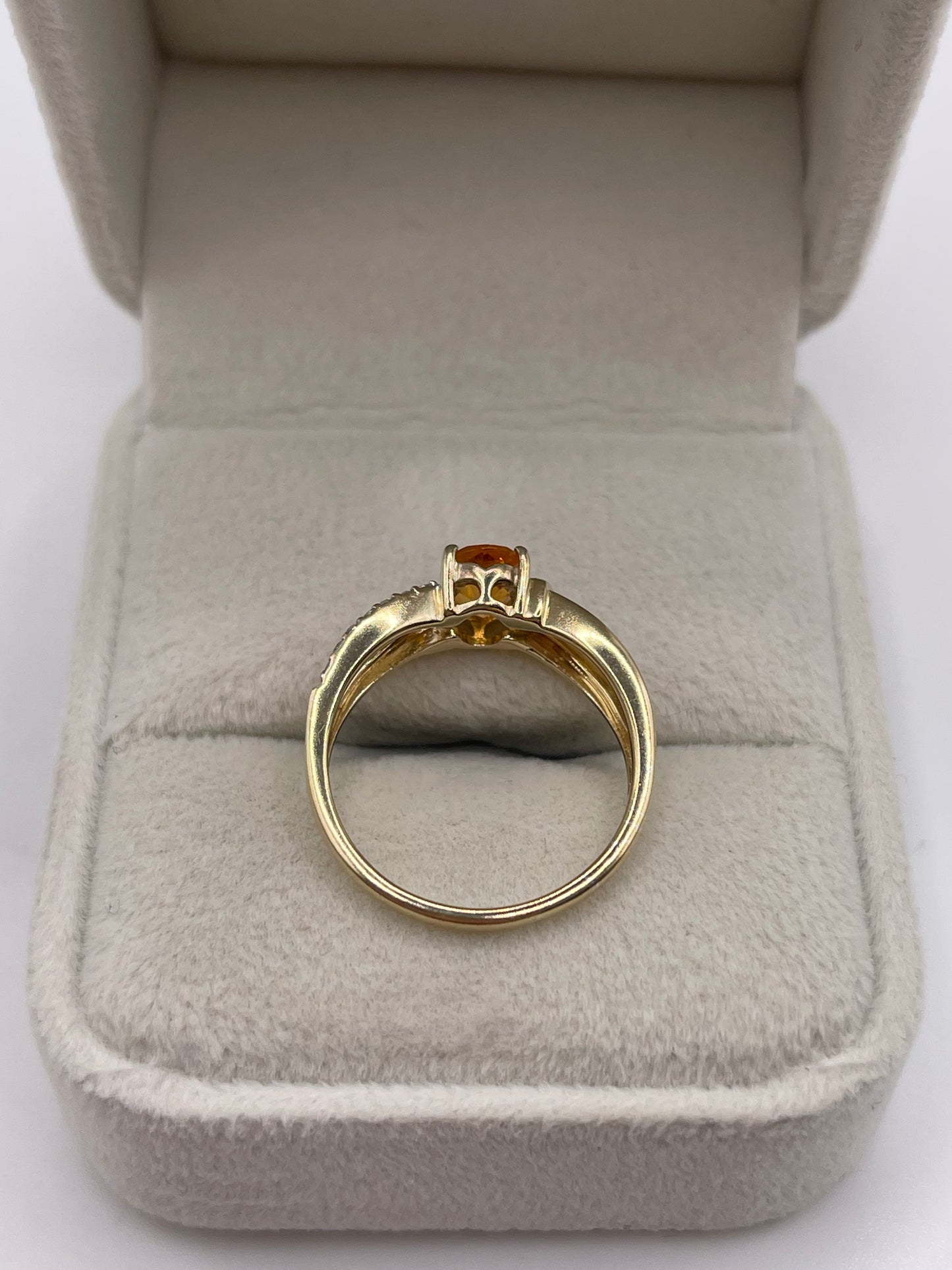 9ct gold mandarin garnet and diamond ring