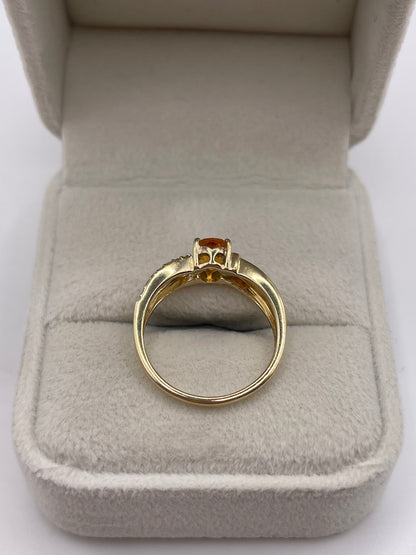 9ct gold mandarin garnet and diamond ring