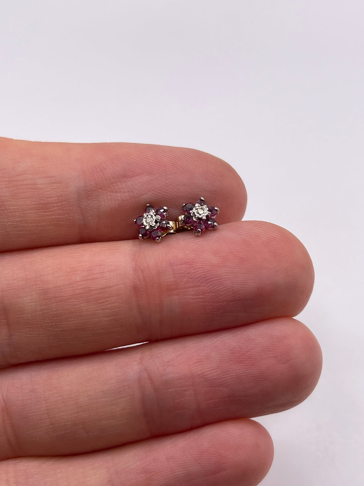 9ct gold ruby and diamond earrings