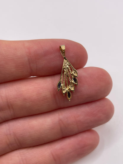 9ct gold sapphire and diamond pendant