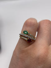 Load image into Gallery viewer, 18ct gold emerald, ruby and diamond ring
