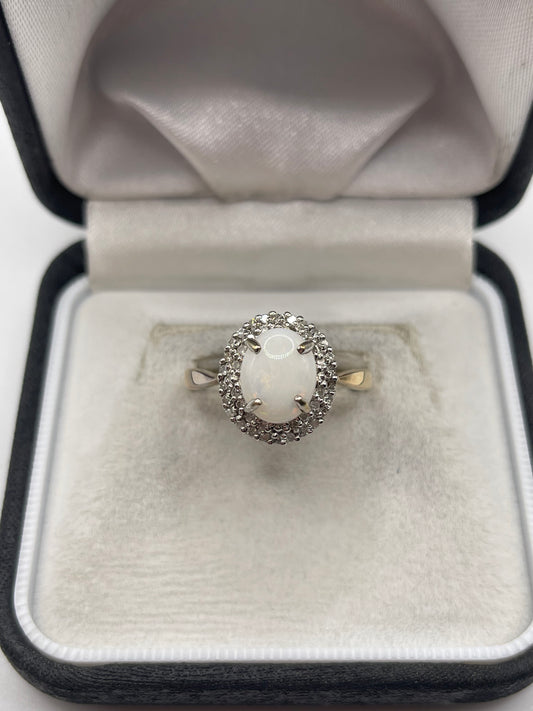 9ct gold opal and diamond ring