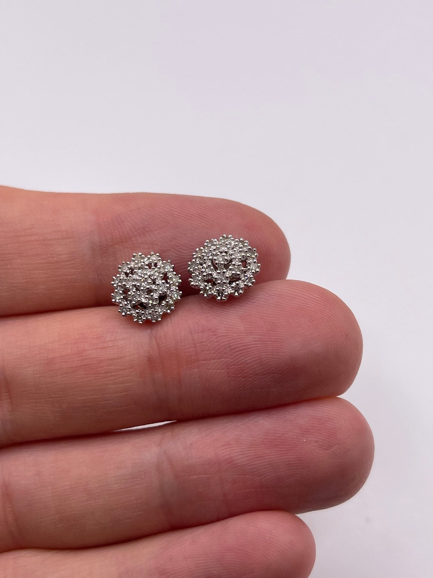 9ct gold diamond cluster earrings