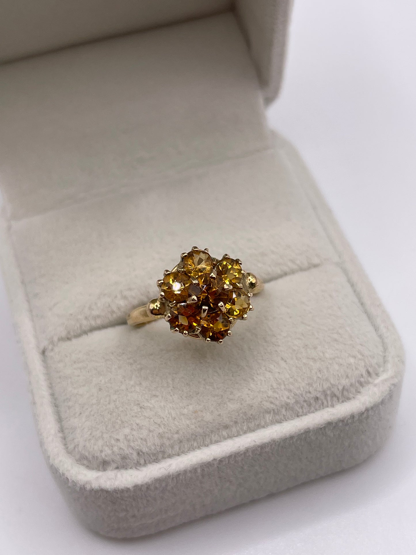 9ct gold citrine cluster ring