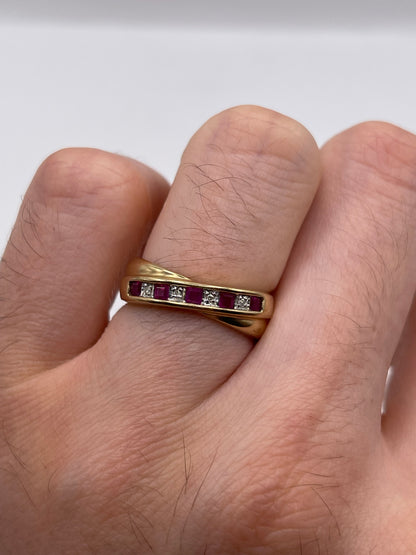 9ct gold ruby and diamond ring
