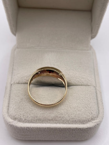 9ct gold garnet and diamond gypsy ring