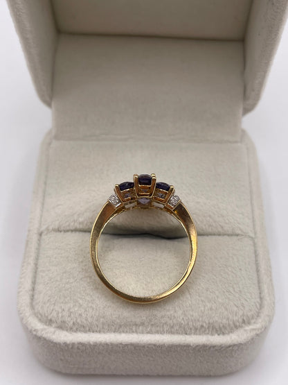 9ct gold blueberry quartz and diamond ring
