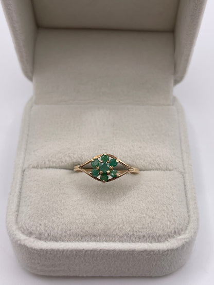 9ct gold emerald cluster ring