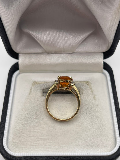 9ct gold fire opal and diamond ring
