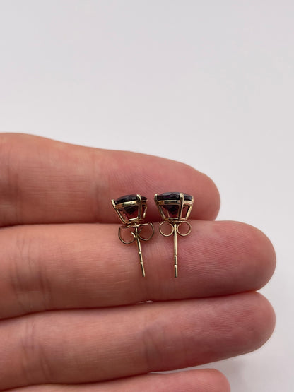 9ct gold almandine garnet earrings