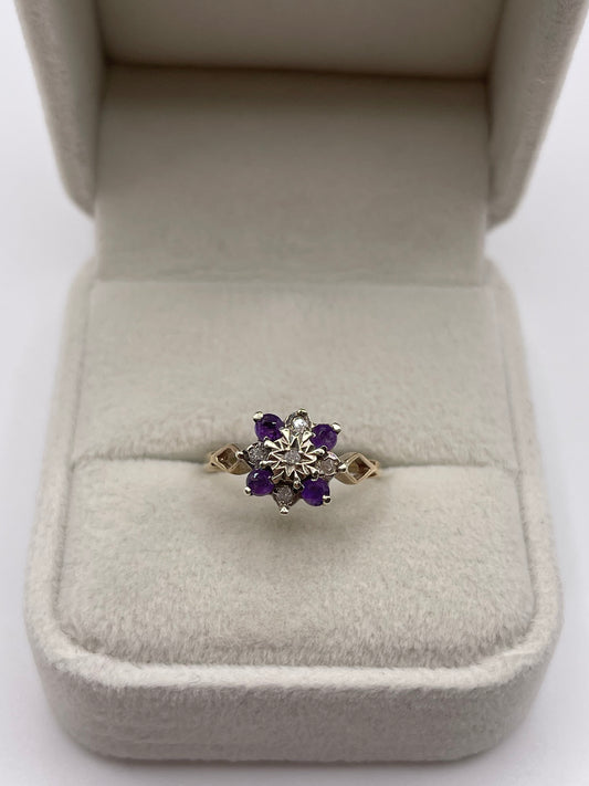 9ct gold amethyst and diamond ring