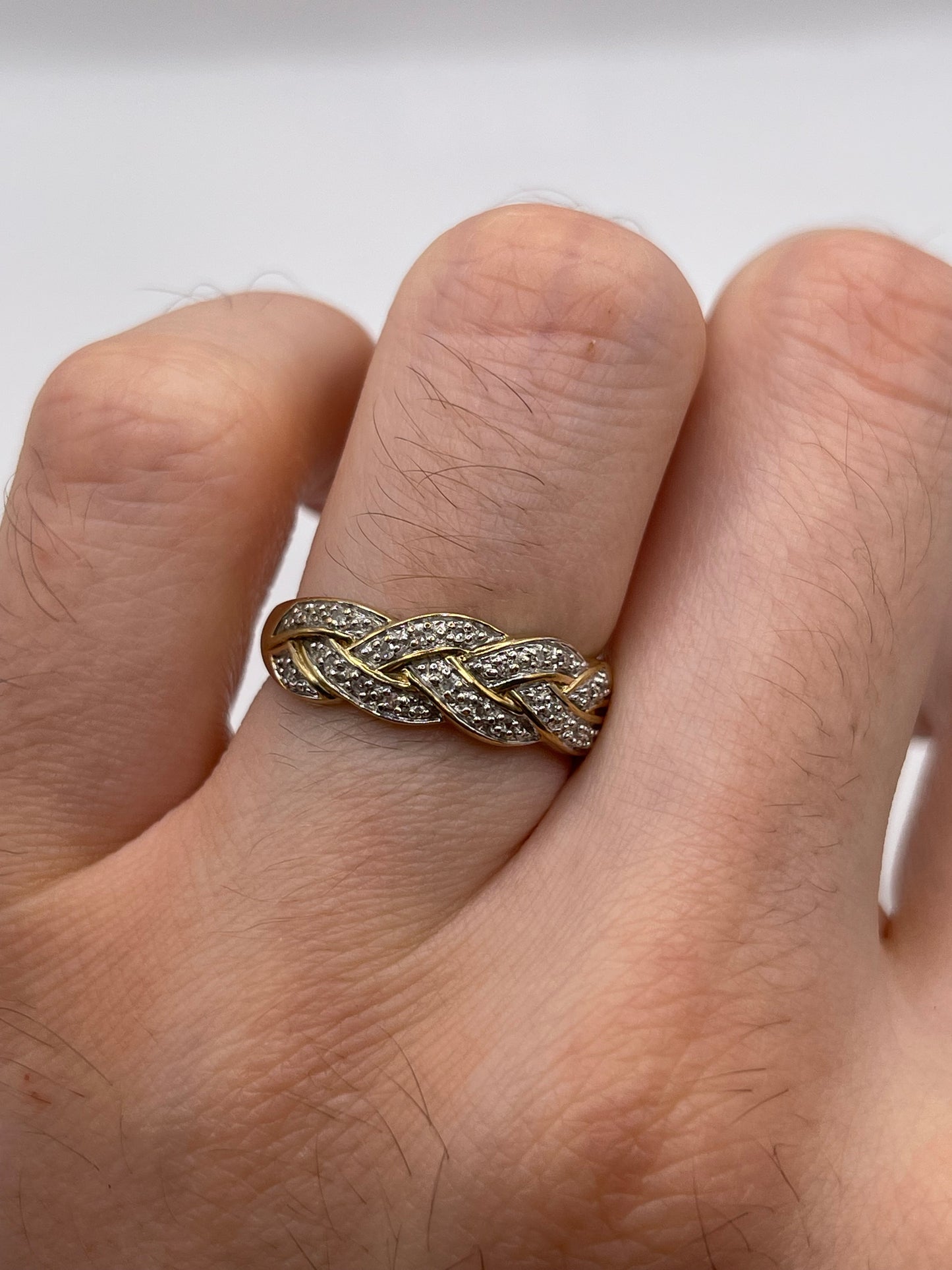 9ct gold diamond knot ring