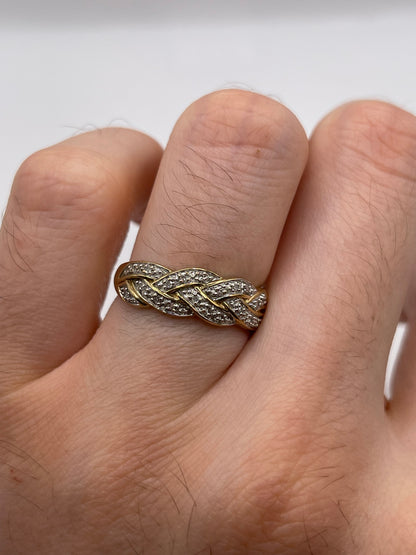 9ct gold diamond knot ring