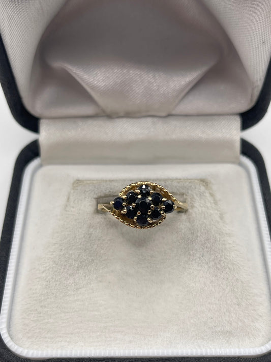 9ct gold sapphire cluster ring