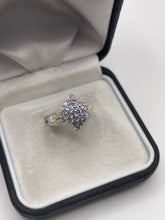 Load image into Gallery viewer, Silver tanzanite cluster ring
