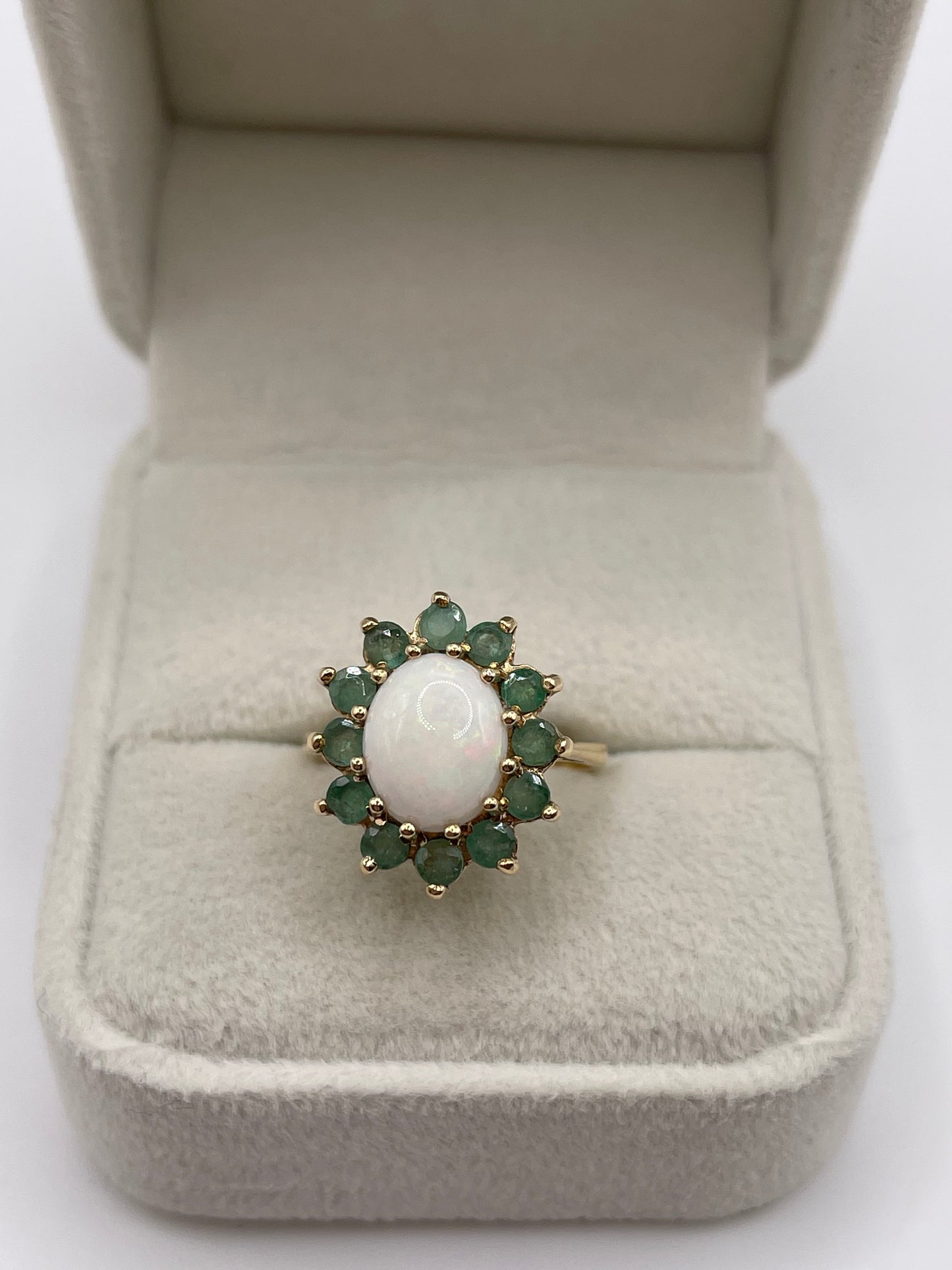 9ct gold opal and emerald ring
