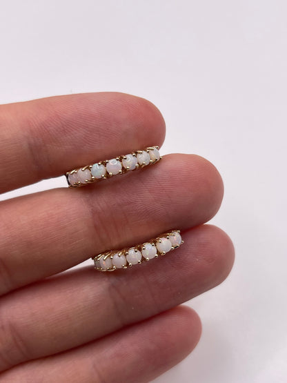 9ct gold opal and amethyst earrings