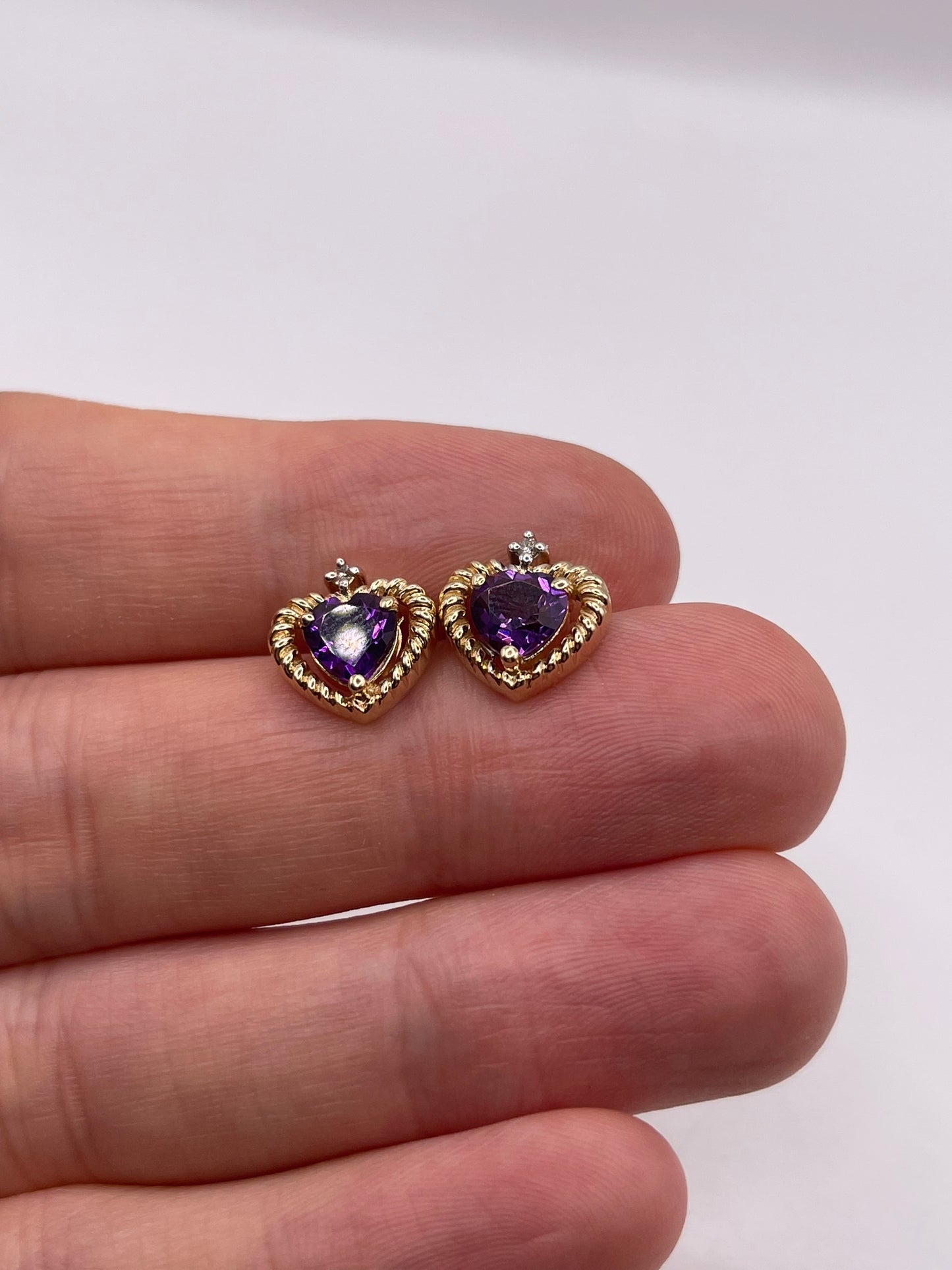 9ct gold amethyst and diamond earrings
