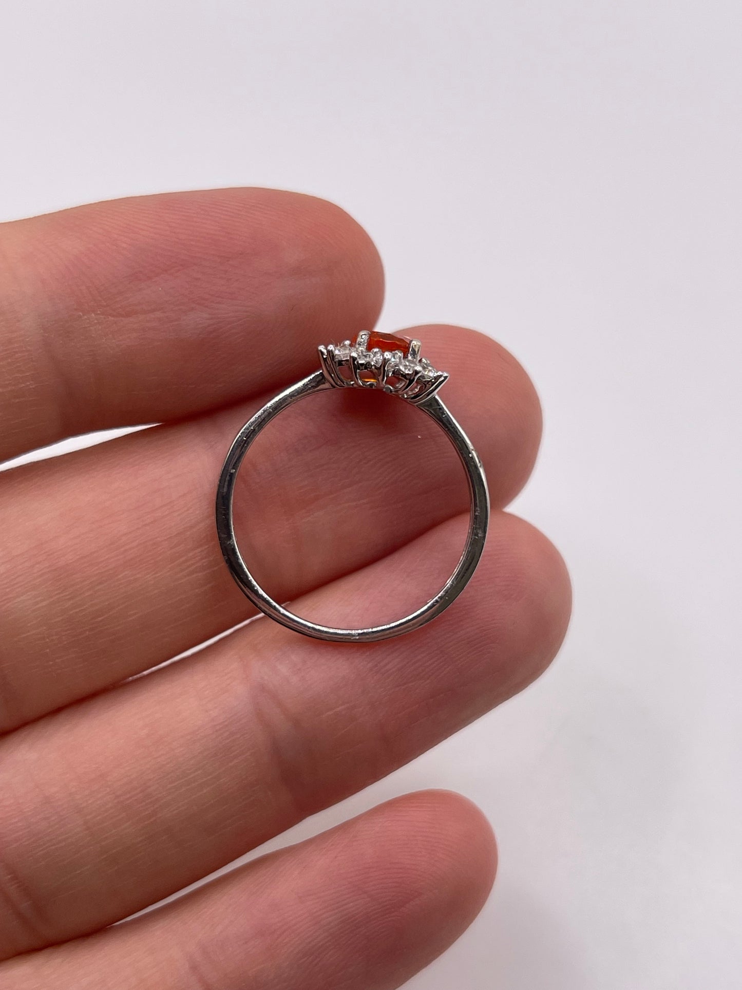 Silver fire opal ring