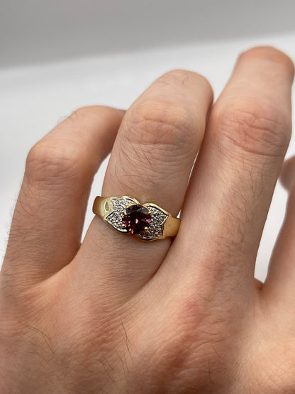 9ct gold tourmaline and diamond ring