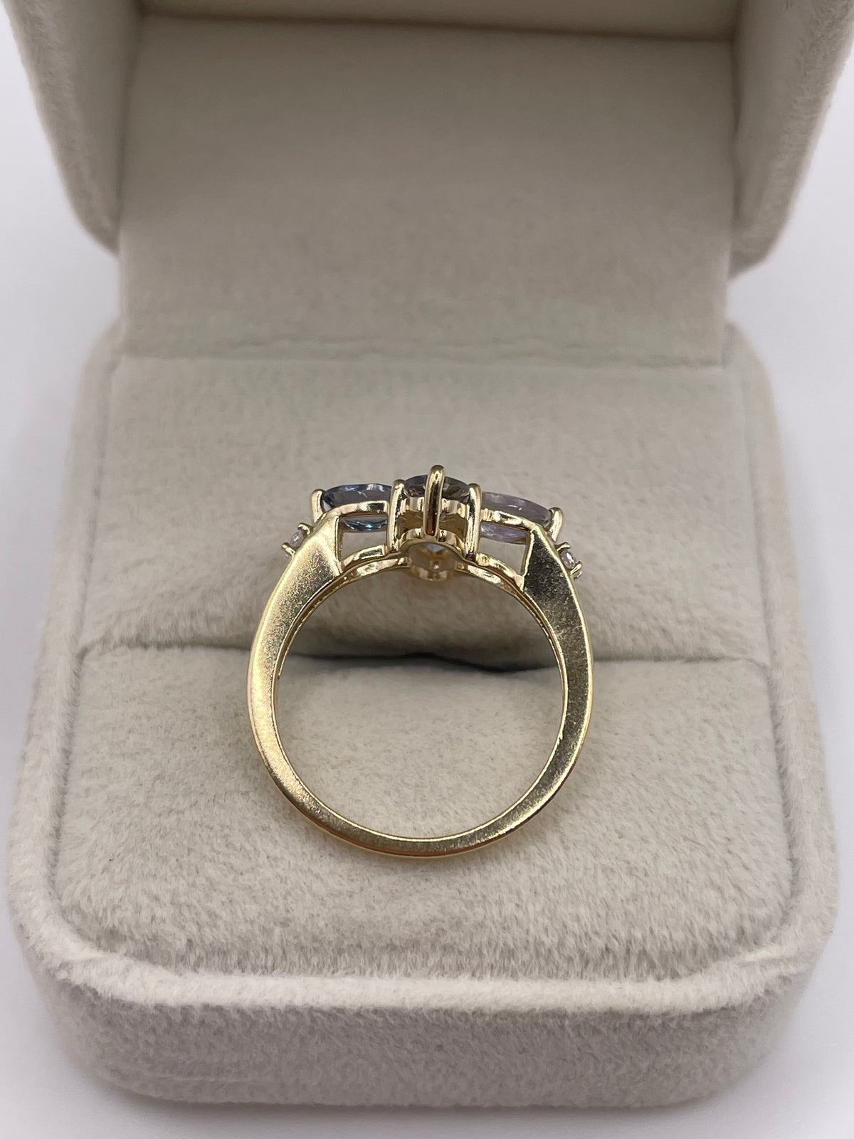 9ct gold tanzanite and zircon ring