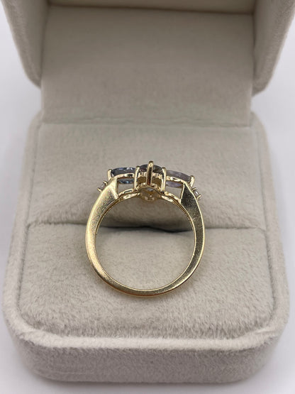 9ct gold tanzanite and zircon ring