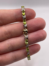 Load image into Gallery viewer, 9ct gold peridot and diamond bracelet
