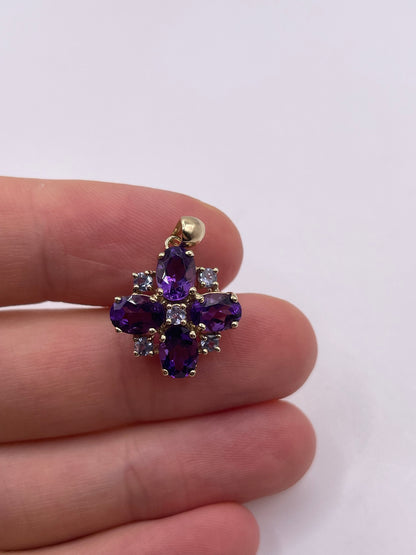 9ct gold amethyst and tanzanite pendant