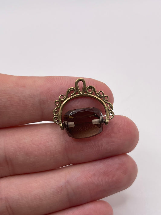9ct gold Smokey quartz spinning fob