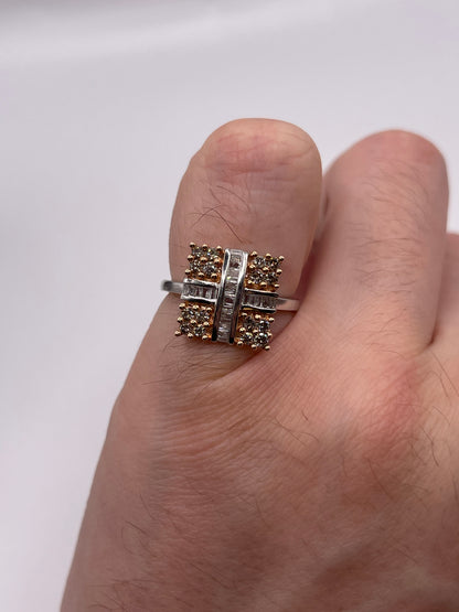 9ct white gold diamond cluster ring