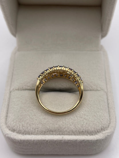 9ct gold tanzanite cluster ring
