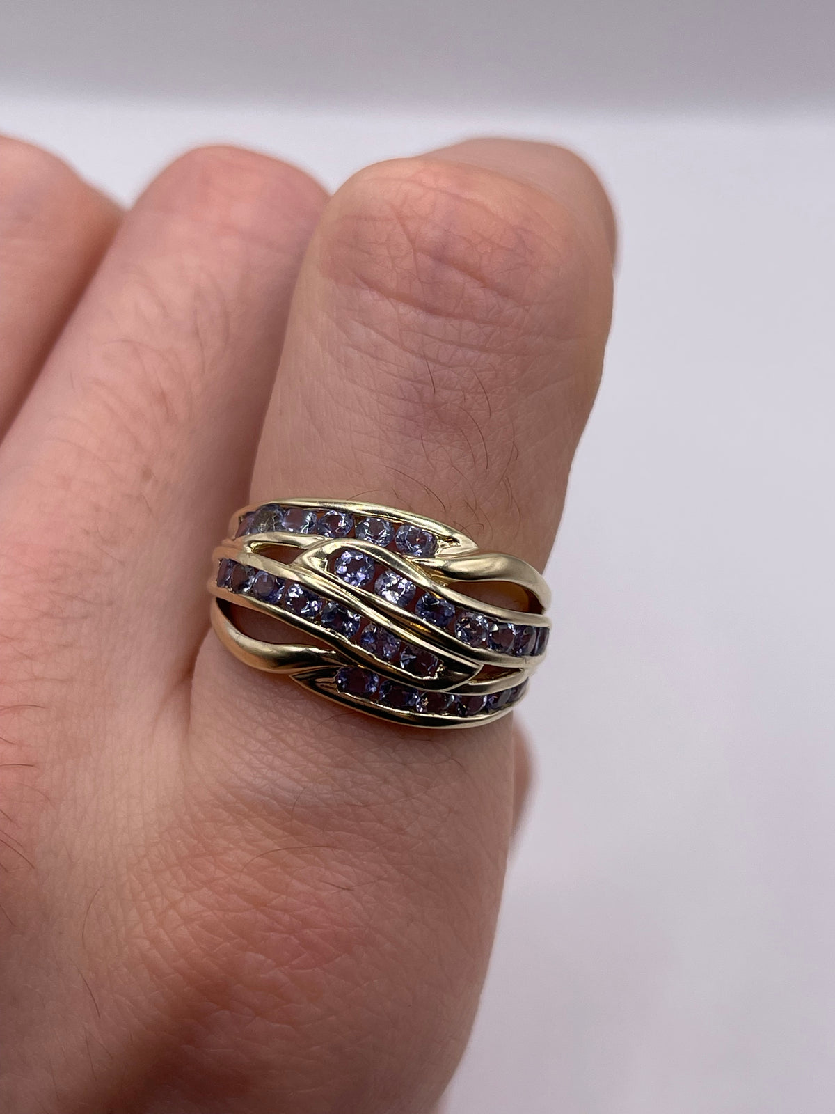 9ct gold tanzanite cluster ring