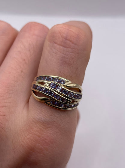 9ct gold tanzanite cluster ring
