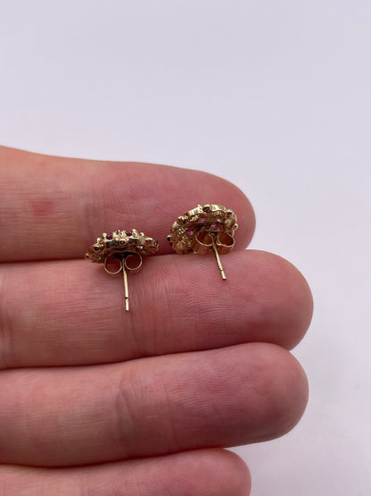 9ct gold ruby and diamond earrings