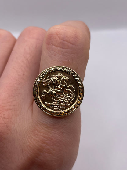9ct gold St George medallion ring