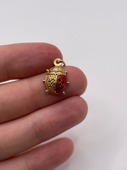 9ct gold enamelled ladybird charm