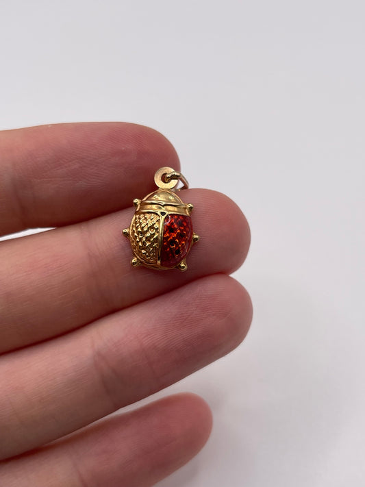 9ct gold enamelled ladybird charm