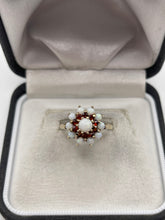 Load image into Gallery viewer, 9ct gold opal and garnet ring
