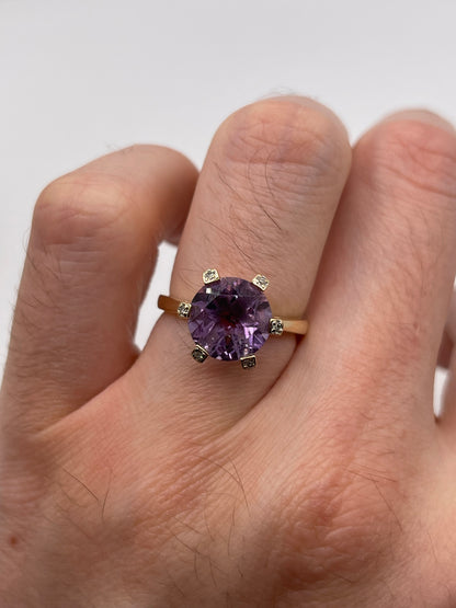 9ct gold amethyst and diamond ring