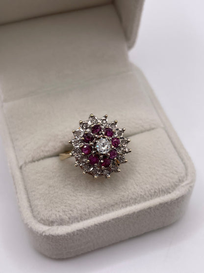 9ct gold ruby and diamond ring