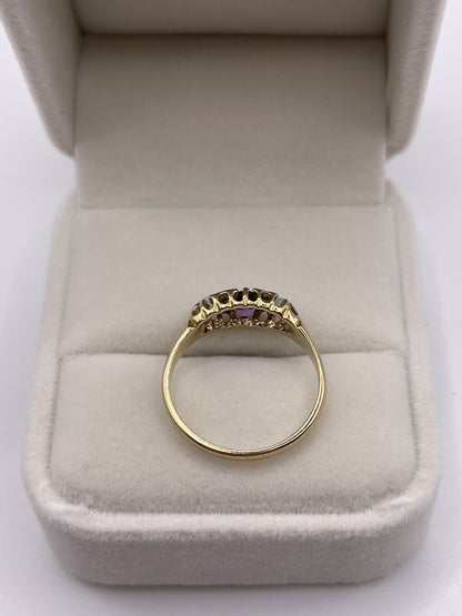 9ct gold amethyst, opal and diamond ring