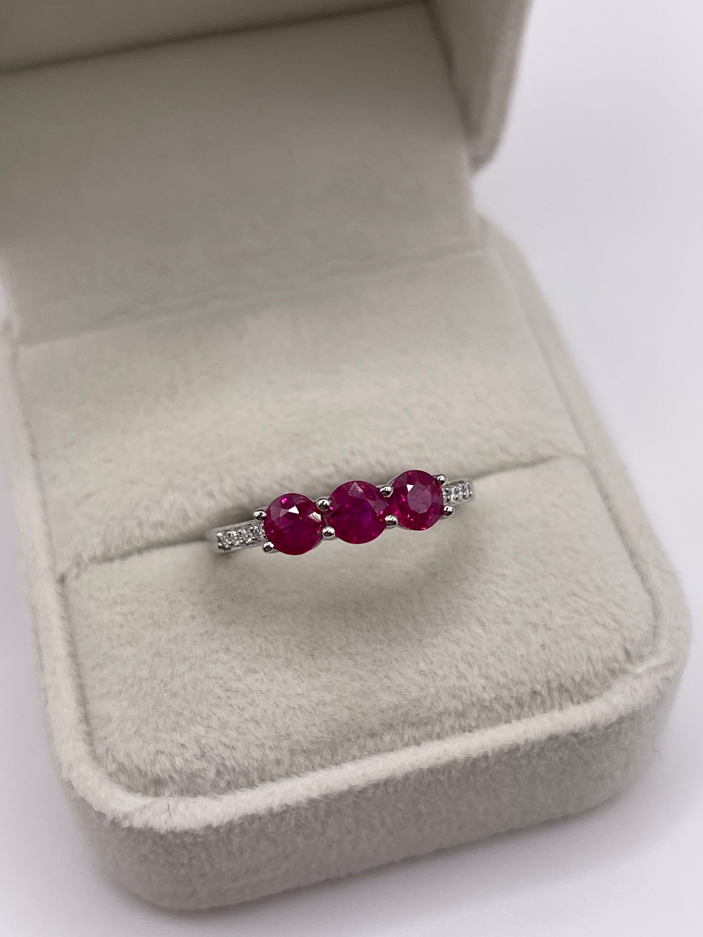 Platinum ruby and diamond ring