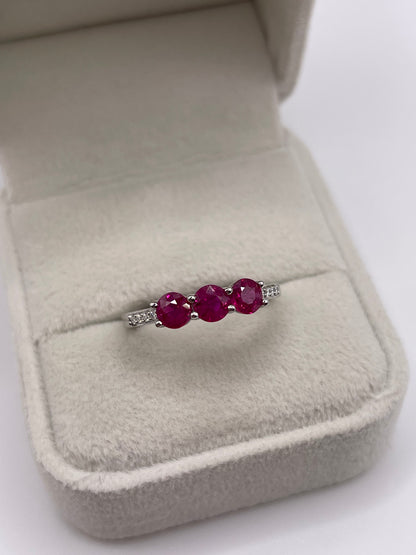Platinum ruby and diamond ring