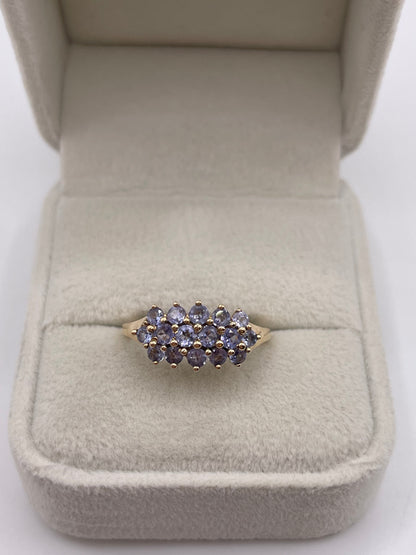 9ct gold tanzanite cluster ring