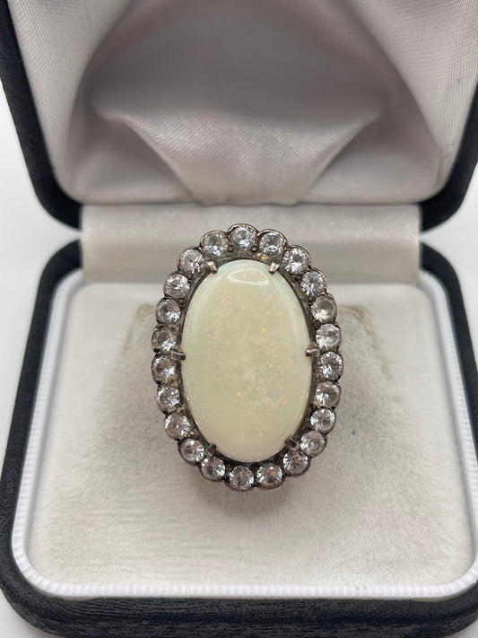 9ct rose gold opal and paste ring