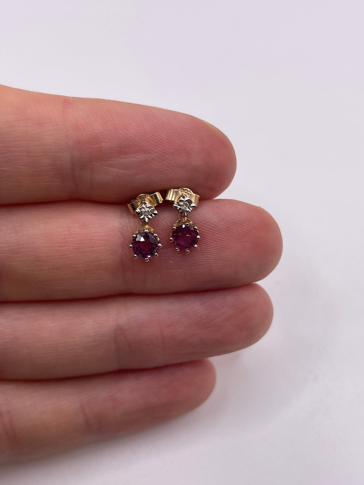 9ct gold ruby and diamond earrings